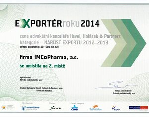 IMCoPharma reached 2nd place at competition „Exporter of the year 2013“